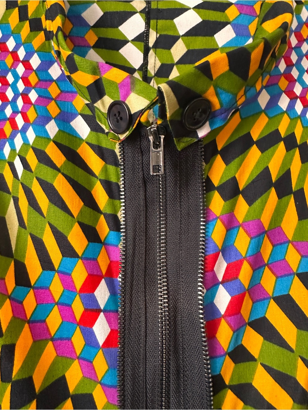 Sohung Designs Ankara Hand-Made Geometric Kaleidoscope Zipper Dress - Picture 4 of 7